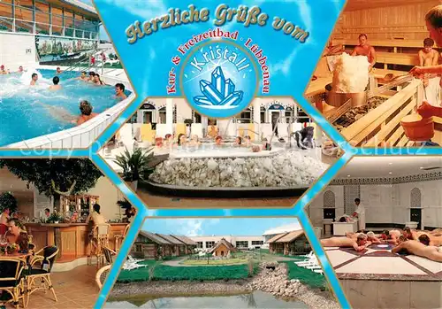 AK / Ansichtskarte Luebbenau_Spreewald Kristall Kur und Freizeitbad Luebbenau Gastraum Sauna Whirlpool Massageraum Luebbenau Spreewald