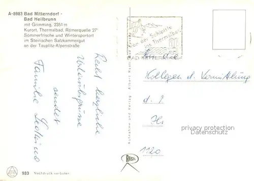 AK / Ansichtskarte Bad_Heilbrunn Panorama Kurort mit Grimming Dachsteingebirge Fliegeraufnahme Bad_Heilbrunn