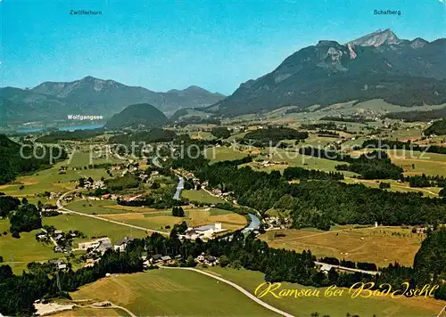 AK / Ansichtskarte Ramsau_Bad_Ischl mit Blick zum Wolfgangsee Schafberg und Zwoelferhorn Fliegeraufnahme 