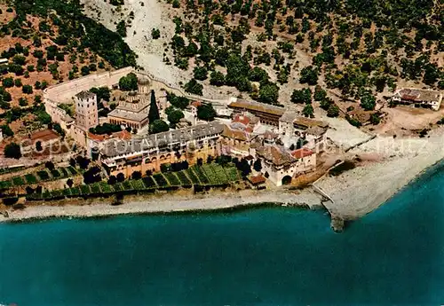 AK / Ansichtskarte Athos_Chalkidiki_Makedonien Monastery of Xenophon on Mount Athos aerial view Athos_Chalkidiki