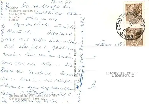 AK / Ansichtskarte Como_Lago_di_Como Panorama dall aereo Comersee Como_Lago_di_Como