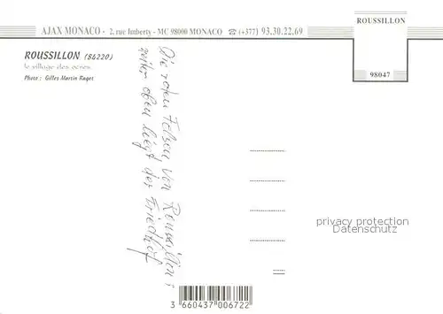 AK / Ansichtskarte Roussillon_Vaucluse Village des ocres vue aerienne Roussillon Vaucluse