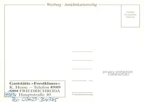 AK / Ansichtskarte Friedrichroda Gaststaette Forstklause Friedrichroda