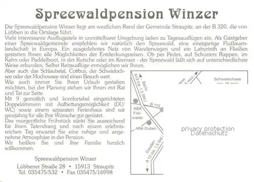 AK / Ansichtskarte Straupitz Spreewaldpension Winzer Terrasse Straupitz