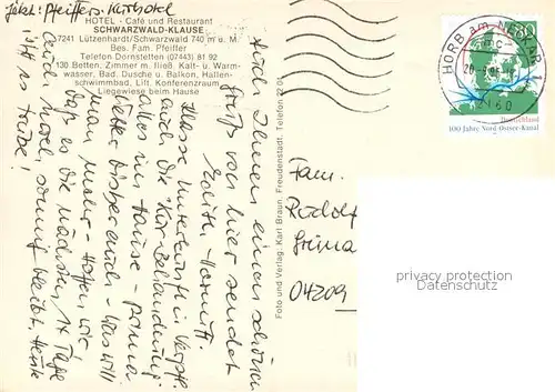 AK / Ansichtskarte Luetzenhardt Hotel Cafe Restaurant Schwarzwald Klause Luetzenhardt