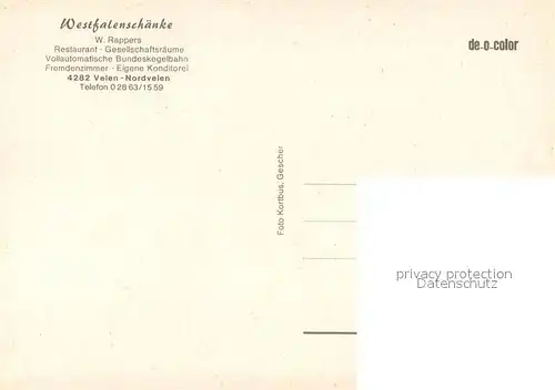 AK / Ansichtskarte Velen Westfalenschaenke Kegelbahn Bar Gastraum Velen