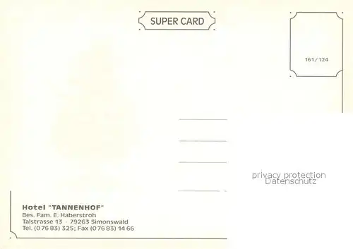 AK / Ansichtskarte Simonswald_Simonswaeldertal Hotel Tannenhof 
