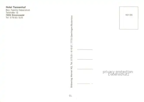 AK / Ansichtskarte Simonswald_Simonswaeldertal Hotel Tannenhof 