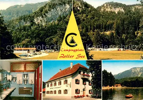 AK / Ansichtskarte Mettenham Campingplatz Zeller See Sanitaere Anlagen Seepartie Mettenham