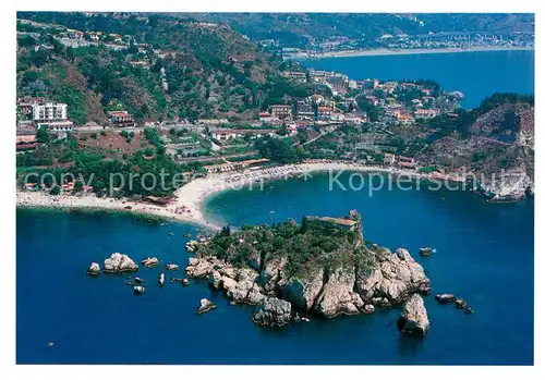 AK / Ansichtskarte Taormina_Sizilien Veduta aerea Isola Bella Taormina Sizilien