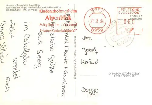 AK / Ansichtskarte Seeg Kindererholungsheim Alpenblick Seeg