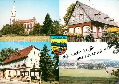 AK / Ansichtskarte Leutersdorf_Oberlausitz Kirche Wohnhaus Gasthaus Panorama Leutersdorf_Oberlausitz