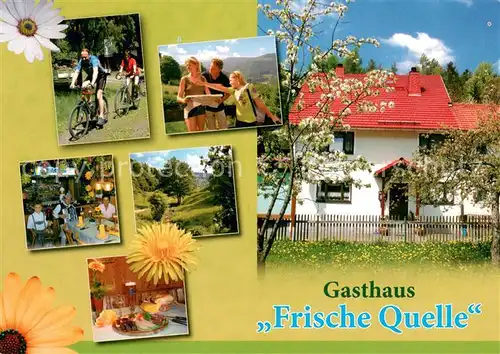 AK / Ansichtskarte Truckenthal_Schalkau Gasthaus Frische Quelle Gastraeume Radfahrer Wanderer 