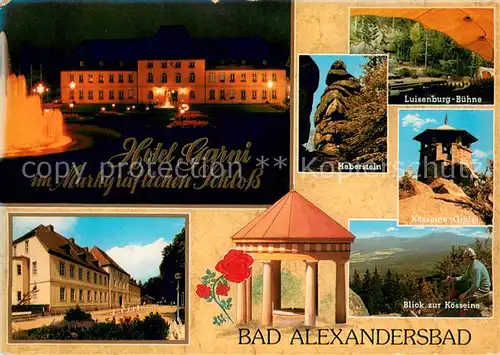 AK / Ansichtskarte Bad_Alexandersbad Hotel Garni im Markgraeflichen Schloss Luisenburg Buehne Haberstein Koesseine Gipfel Pavillon Bad_Alexandersbad