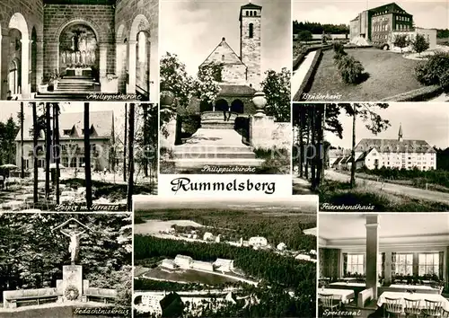AK / Ansichtskarte Rummelsberg Philippuskirche Bruderhaus Hospiz Gedaechtniskreuz Feierabendhaus Speisesaal Rummelsberg
