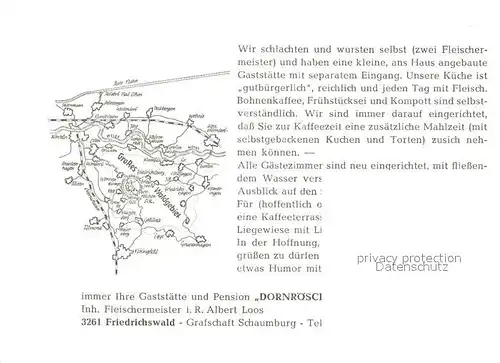 AK / Ansichtskarte Friedrichswald_Rinteln Gaststaette Pension Dornroeschen Gastraeume Zimmer Friedrichswald Rinteln