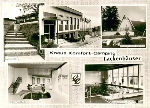 AK / Ansichtskarte Lackenhaeuser_Niederbayern Knaus Komfort Camping Kurbad Restaurant oekumenische Kirche Kneippanlage Hallenschwimmbad Lackenhaeuser Niederbayern