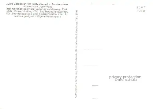 AK / Ansichtskarte Goettingerode Waldcafe Goldberg Restaurant Gaststube Freiterrasse Goettingerode