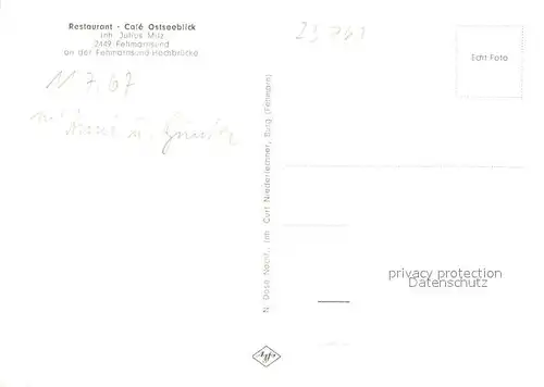 AK / Ansichtskarte Fehmarnsund Restaurant Cafe Ostseeblick Gastraeume Bar Fehmarnsund
