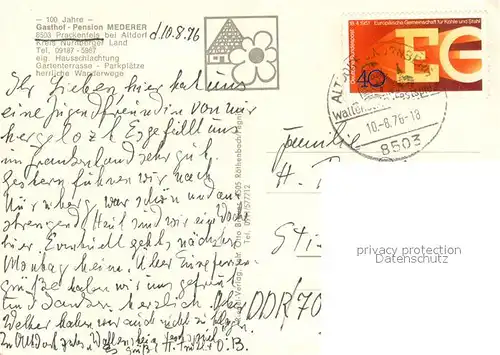 AK / Ansichtskarte Prackenfels_Nuernberg Gasthof Pension Mederer Schwarzachtal Teufelshoehle Terrasse Gaststube Prackenfels Nuernberg