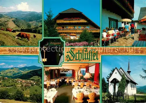 AK / Ansichtskarte Pfaffenberg_Wiesental Berggasthof Schluessel Panorama Gaststube Terrasse Kapelle Pfaffenberg Wiesental