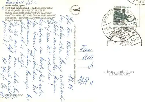 AK / Ansichtskarte Bad_Langenbruecken_Bad_Schoenborn Hotel Peters Garni Freibad Bad_Langenbruecken