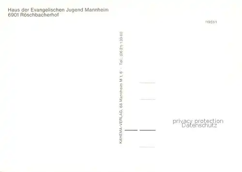 AK / Ansichtskarte Roeschbacherhof Haus der Ev Jugend Mannheim 