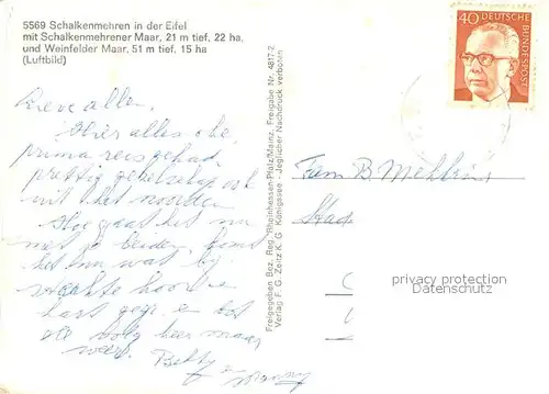 AK / Ansichtskarte Schalkenmehren Fliegeraufnahme mit Schalkenmehrener Maar und Weinfelder Maar Schalkenmehren