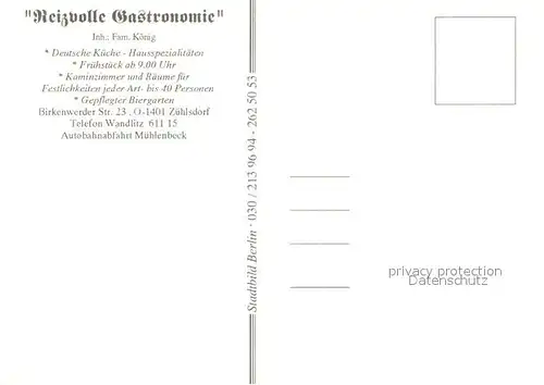 AK / Ansichtskarte Zuehlsdorf Gaststaette Restaurant Zum gemuetlichen Waldhasen Zuehlsdorf