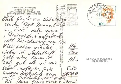 AK / Ansichtskarte Eichhorst_Eberswalde Camping Am Spring Werbellinsee Eichhorst_Eberswalde