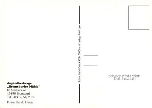 AK / Ansichtskarte Bremsdorf_Muehle Jugendherberge Bremsdorfer Muehle Partie im Wald Bach Bremsdorf_Muehle