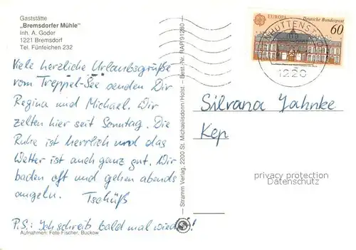 AK / Ansichtskarte Bremsdorf_Muehle Gaststaette Bremsdorfer Muehle Gastraum Natur Bremsdorf_Muehle