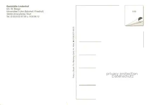 AK / Ansichtskarte Ahrensfelde_Ahrensfelde Gaststaette Lindenhof Gastraum Ahrensfelde Ahrensfelde