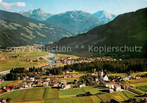 AK / Ansichtskarte Ried_Zillertal Panorama mit Zillertaler Alpen Fliegeraufnahme Ried_Zillertal