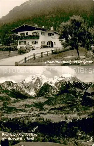 AK / Ansichtskarte Oberschoenau_Koenigssee Gaestehaus Pension Haus Almrausch Panorama mit Hoher Goell und Brett Berchtesgadener Alpen Oberschoenau Koenigssee