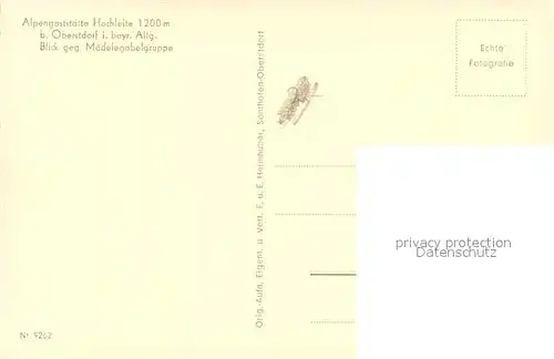 AK / Ansichtskarte Oberstdorf Alpengaststaette Hochleite Panorama Blick gegen Maegdelegabelgruppe Oberstdorf
