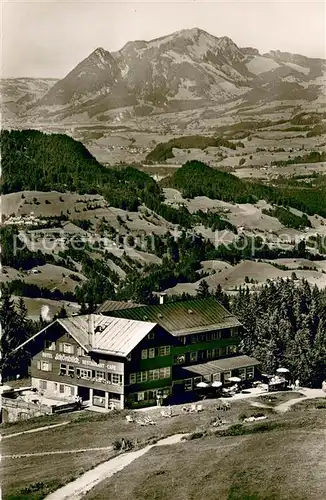 AK / Ansichtskarte Oberstdorf Alpenhotel Schoenblick Blick ins Illertal mit Gruenten Allgaeuer Allpen Oberstdorf