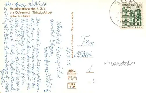 AK / Ansichtskarte Fleckl Ochsenkopfhaus Unterkunftshaus des F.G.V. im Fichtelgebirge Fleckl