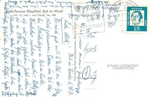 AK / Ansichtskarte Reit_Winkl Cafe Pension Glapfhof Alpenpanorama Reit_Winkl