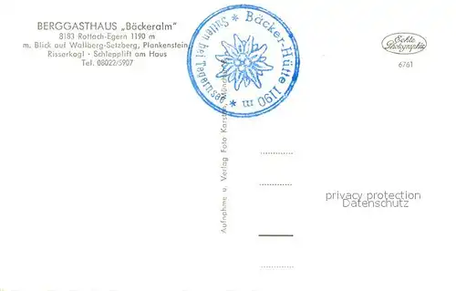 AK / Ansichtskarte Rottach Egern Berggasthaus Baeckeralm Rottach Egern