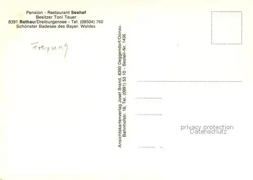 AK / Ansichtskarte Rothau_Dreiburgensee Pension Restaurant Seehof Bayerischer Wald 