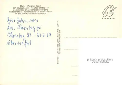 AK / Ansichtskarte Rudolphstein Hotel Pension Vogel Gastraum Autobahn Rasthaus Bruecke Rudolphstein