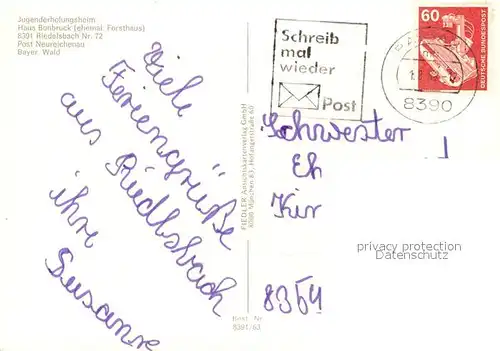 AK / Ansichtskarte Riedelsbach_Niederbayern Jugenderholungsheim Haus Bonbruck Riedelsbach Niederbayern