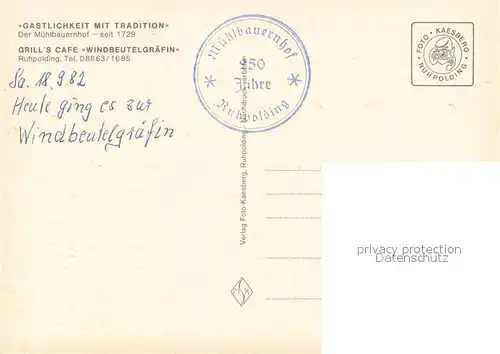 AK / Ansichtskarte Ruhpolding Cafe Muehlbauernhof Windbeutelgraefin Ruhpolding