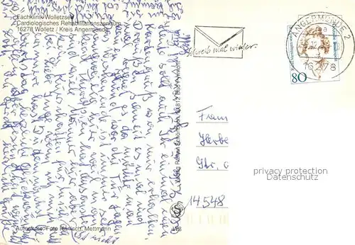 AK / Ansichtskarte Wolletz Fachklinik Wolletzsee Fliegeraufnahme Wolletz