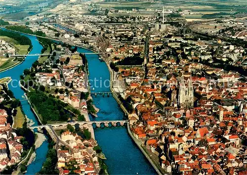 AK / Ansichtskarte Regensburg Fliegeraufnahme mit Donau Regensburg