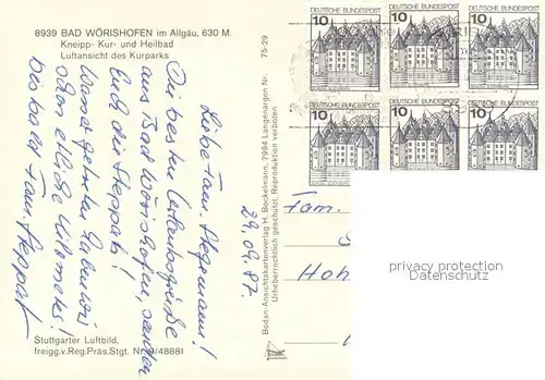 AK / Ansichtskarte Bad_Woerishofen Fliegeraufnahme mit Kurpark Bad_Woerishofen