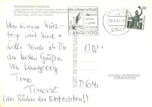 AK / Ansichtskarte Langeoog_Nordseebad Fliegeraufnahme Langeoog_Nordseebad