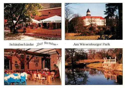 AK / Ansichtskarte Wiesenburg_Mark Schlossschaenke Zur Remise Restaurant Terrasse Schloss Partie am Wasser Wiesenburg Mark