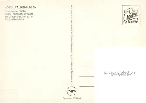 AK / Ansichtskarte Falkenhagen_Pritzwalk Hotel Falkenhagen Rezeption Seminarraum Fremdenzimmer Falkenhagen Pritzwalk